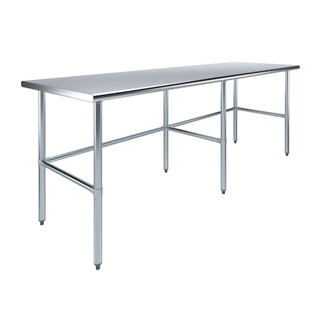 Amgood 30 in. x 96 in. Open Base Stainless Steel Metal Table WT-3096-RCB-Z